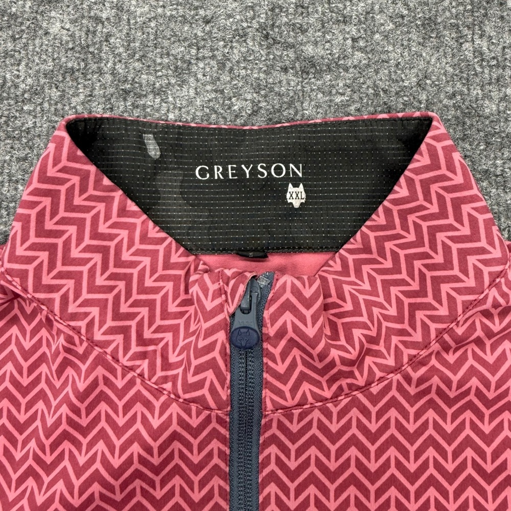 Greyson Mens XXL Red Pink Geometric Chevron 1/4 Zip Golf Pullover Long Sleeve - Picture 3 of 9